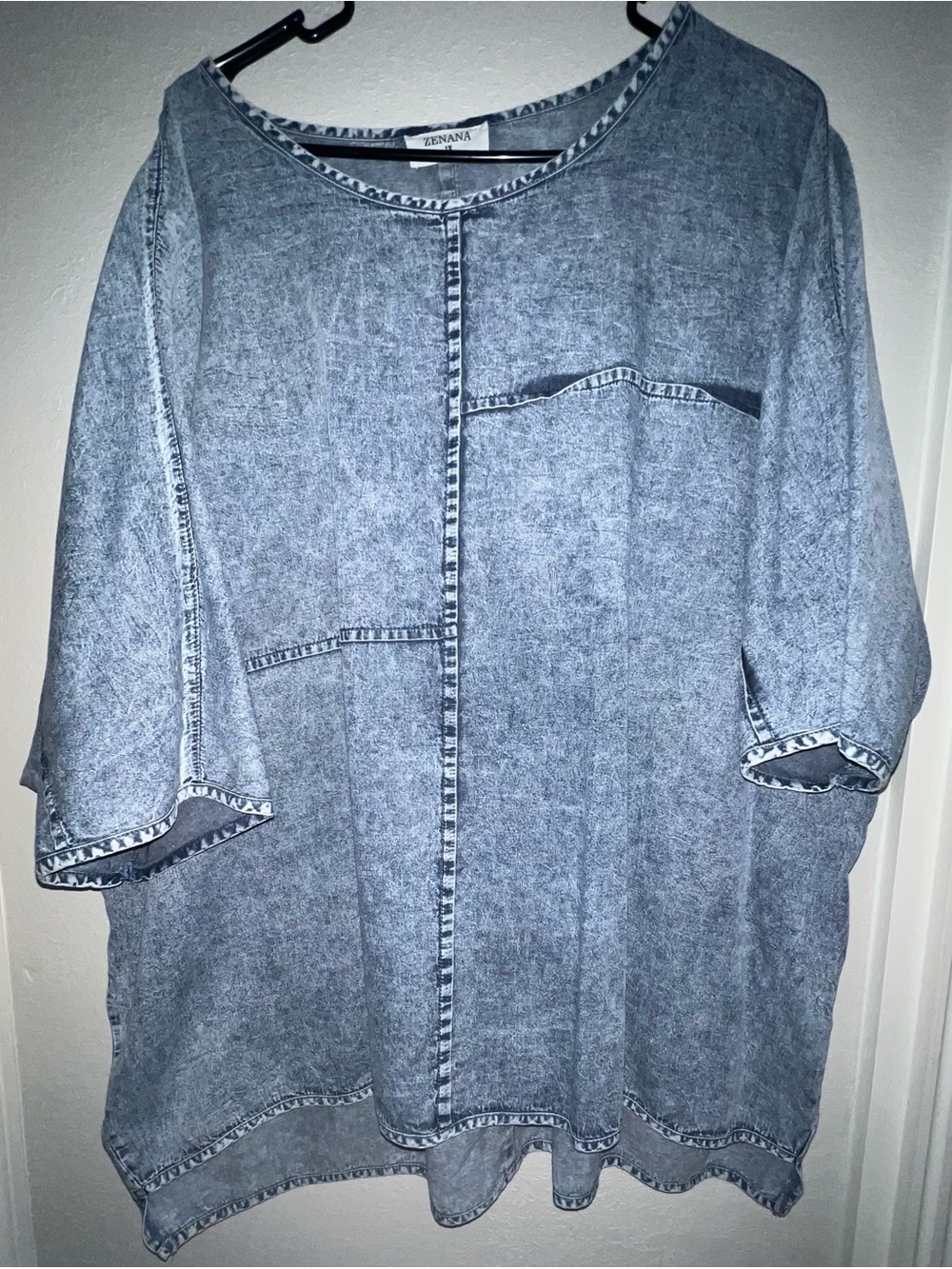 Zenana Acid Wash Denim Tunic 1X